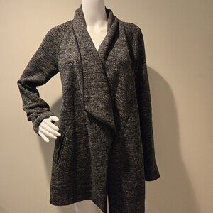 Theory Carileen Westacle Open Cardigan Draped Waterfall Sweater Gray S